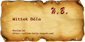 Wittek Béla névjegykártya